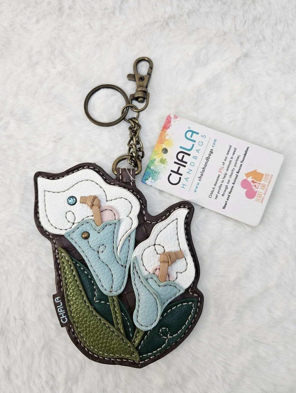 Chala Calla Lily Coin Purse Keychain NWT